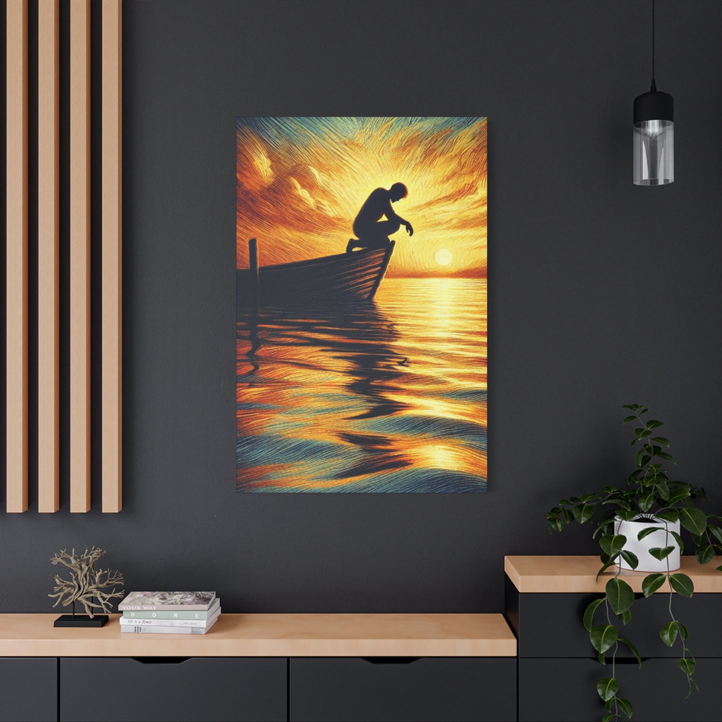 Hand Painted Canvas Wall Art Print - On The Lake