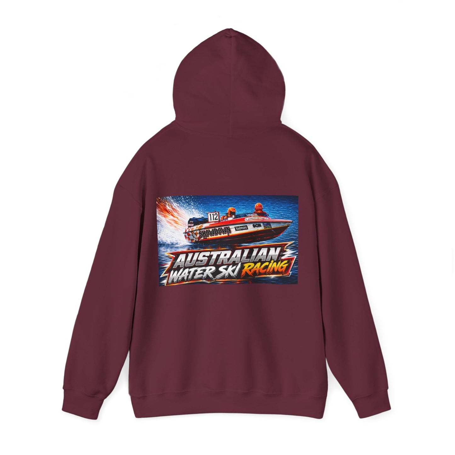 Australian Water Ski Racing Old School legend SHOWDOWN, is featured on this Bad Lad Tribute hoodie sweatshirt