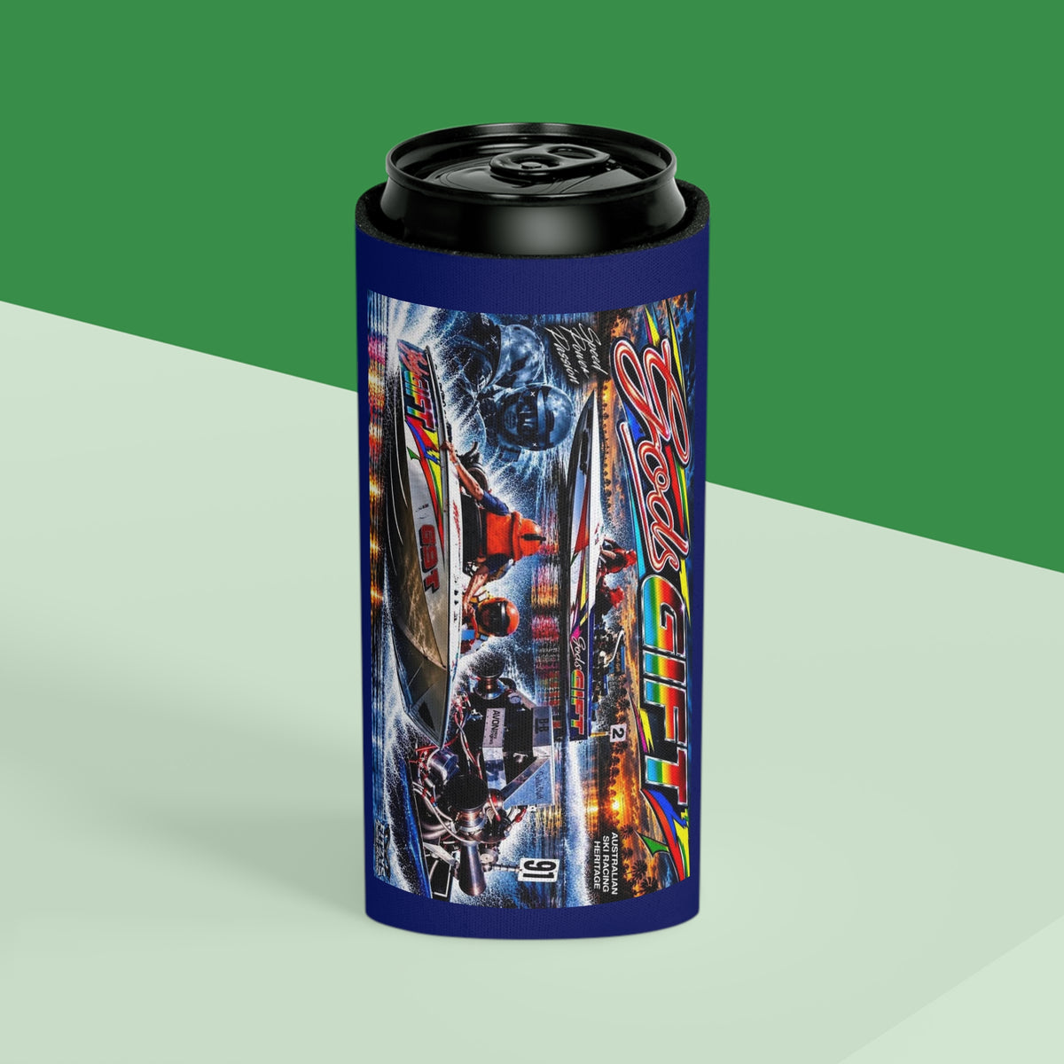 Gods Gift Tribute Stubbie Holder - Regular and Slim Size Exclusive Bad Lad Oz  Design Perfect Summer Gift