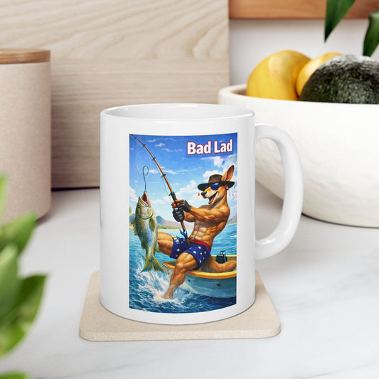 The Bad Lad Action Roo Collection Fishing Coffee Mug