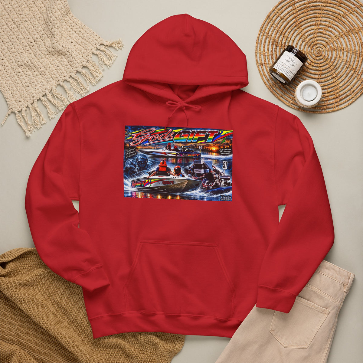 Gods Gift Tribute Hoodie Unisex Heavy Blend™ Hooded Sweatshirt Old School cool from Bad Lad Oz of the boat that changed the game Great Gift