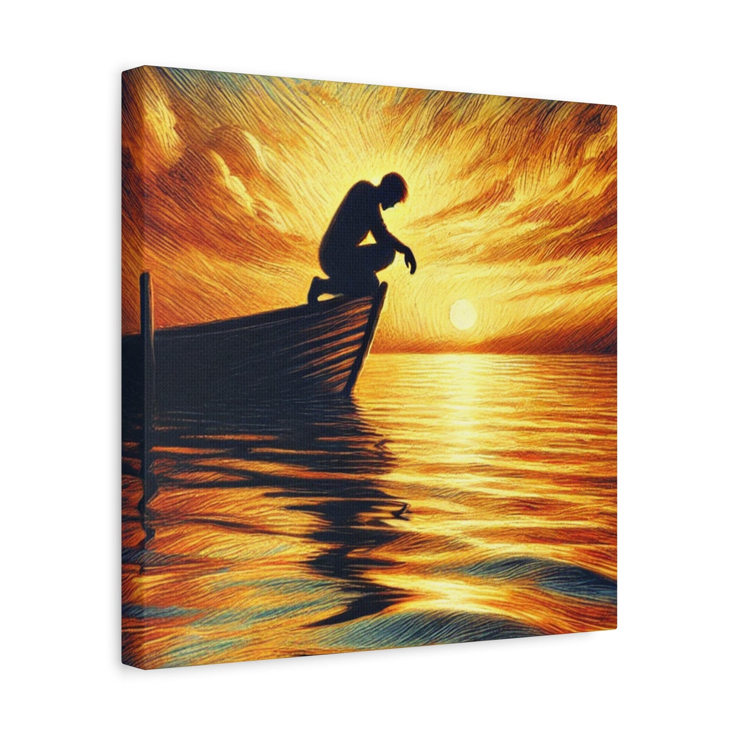 Hand Painted Canvas Wall Art Print - On The Lake