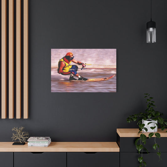 Water Ski Racing Canvas Wall Art - Down Low