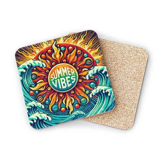 Summer Vibes Cork Drink Coasters
