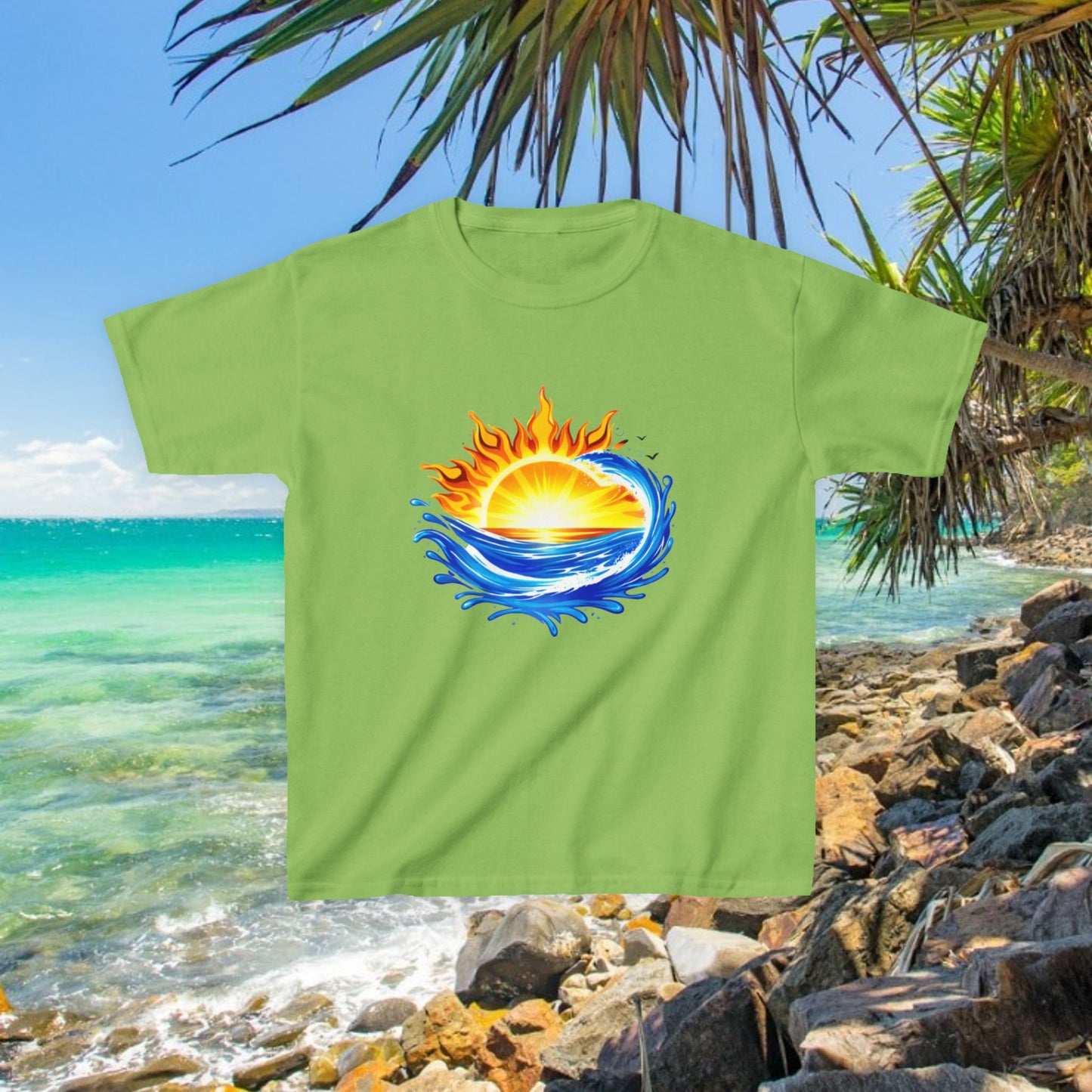 Bad Lad Australia Beach Bum Kids Unisex Tee - Fun, Aussie Pride Kids T-Shirt, featuring a Vibrant and Colourful Summer design