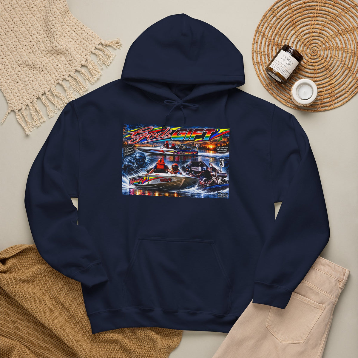 Gods Gift Tribute Hoodie Unisex Heavy Blend™ Hooded Sweatshirt Old School cool from Bad Lad Oz of the boat that changed the game Great Gift