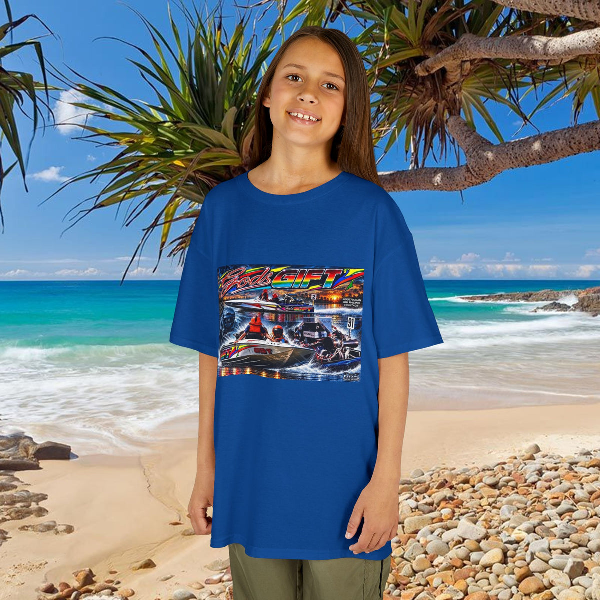 Gods Gift Kids Tribute Tshirt design is colourful and bright with some old school cool from Bad Lad Oz  A great unisex idea