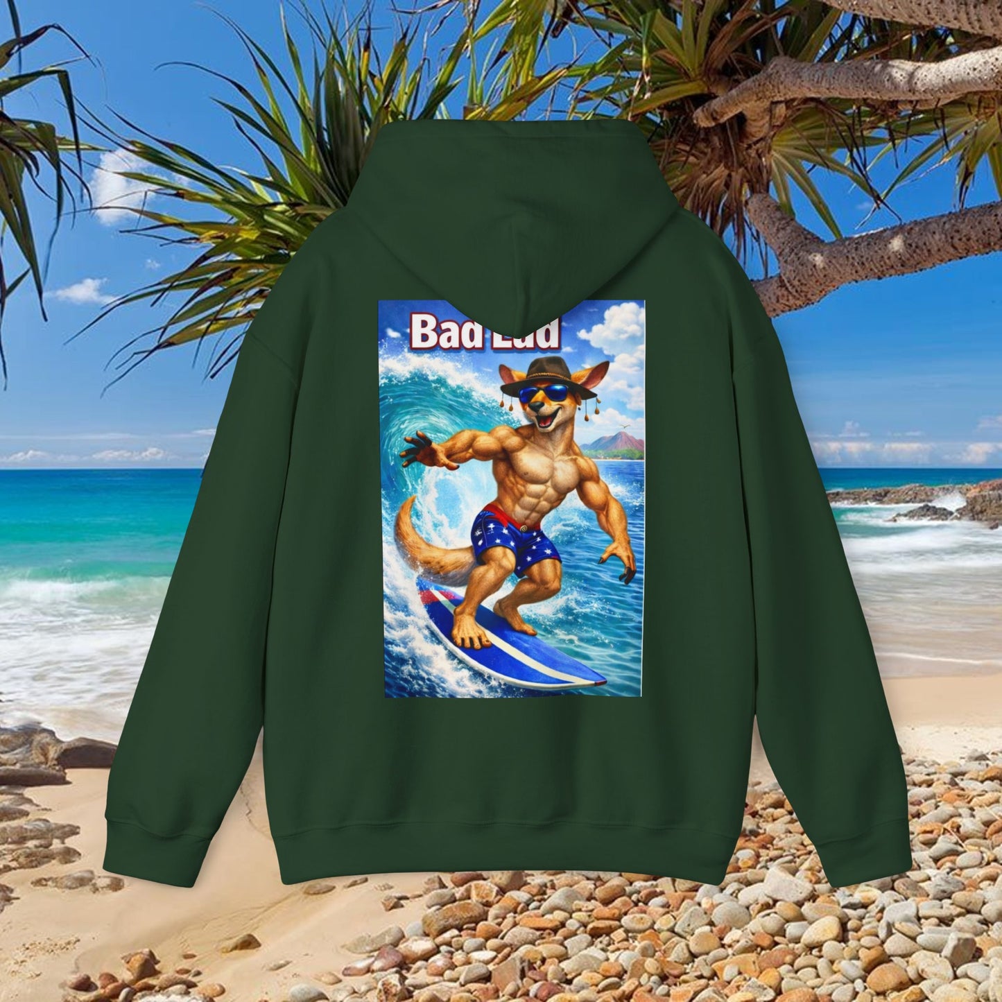 Bad Lad Oz Surfing Kangaroo Unisex Hoodie