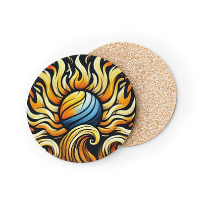 Sunburst Wave Cork Drink Coasters