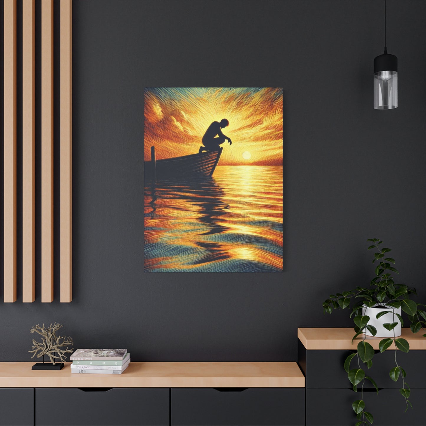 Hand Painted Canvas Wall Art Print - On The Lake